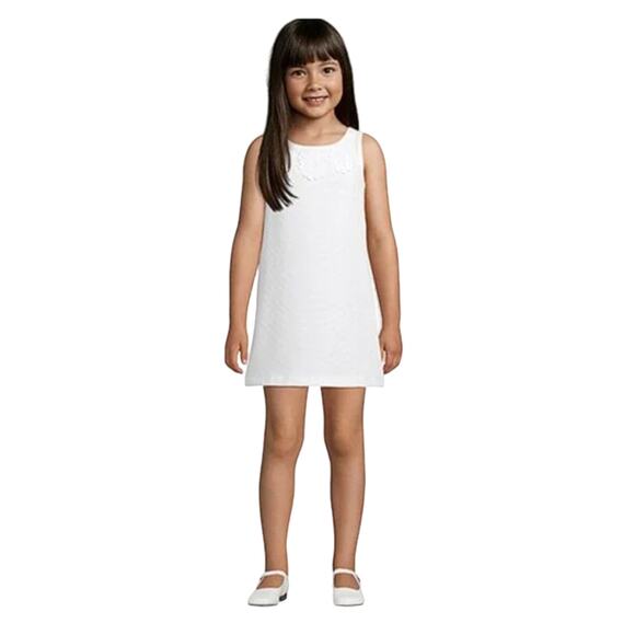 NWT Pappagallo Girls' Natural White Rosetta W/Floral Accent Shift Dress -M (7/8) - Picture 9 of 9